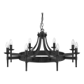 Searchlight - Luster na reťazi CARTWHEEL 8xE14/60W/230V čierna