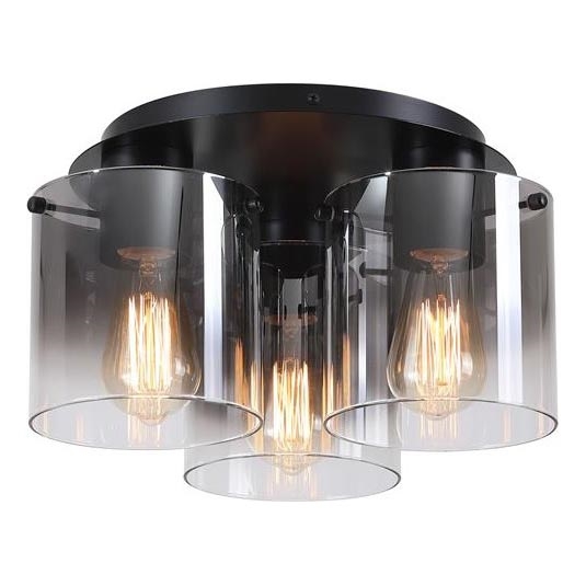 Searchlight - Stropné svietidlo SWEDEN 3xE27/60W/230V pr. 39 cm čierna/dymová