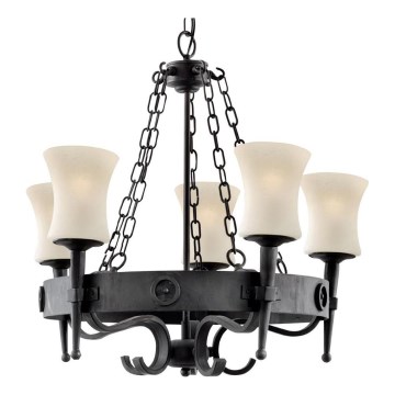 Searchlight - Závesný luster CARTWHEEL na reťazi 5xE27/60W/230V čierny