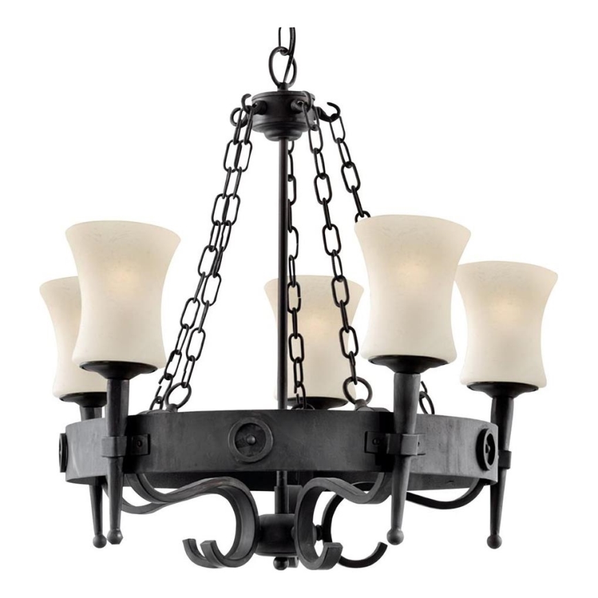 Searchlight - Závesný luster CARTWHEEL na reťazi 5xE27/60W/230V čierny