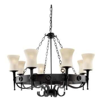 Searchlight - Závesný luster na reťazi CARTWHEEL 8xE27/60W/230V čierny