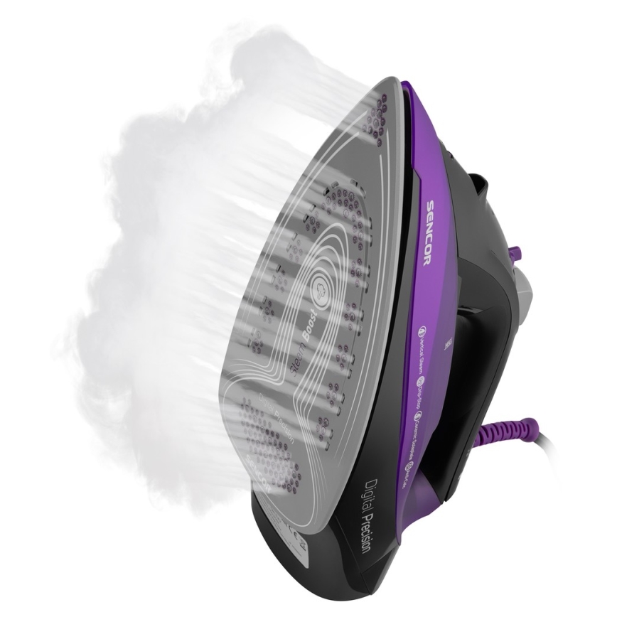 Sencor - Digitálna naparovacia žehlička 2700W/230V fialová/čierna