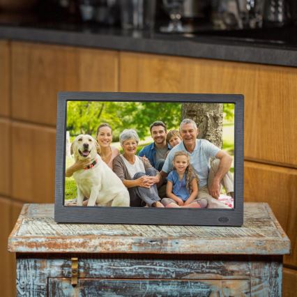 Sencor - Digitálny fotorámček 13,3 s reproduktorom 230V antracit + diaľkové ovládanie