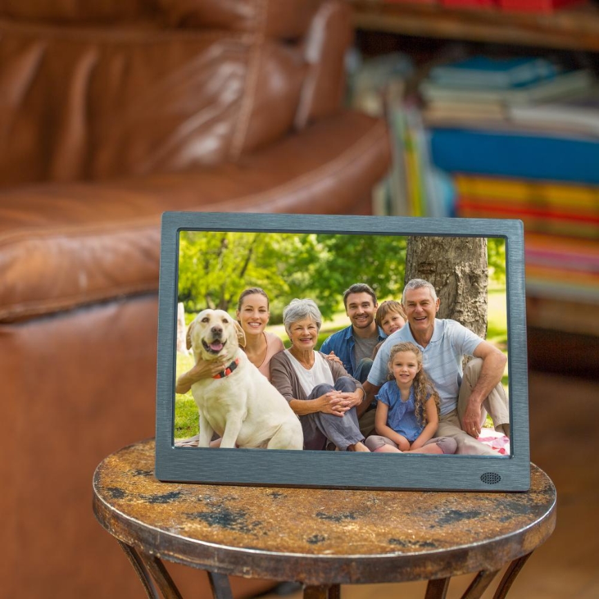 Sencor - Digitálny fotorámček 13,3 s reproduktorom 230V antracit + diaľkové ovládanie