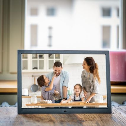 Sencor - Digitálny fotorámik 15,4 s reproduktorom 230V čierny + diaľkové ovládanie