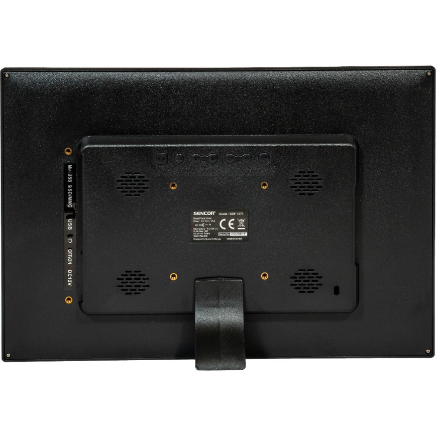 Sencor - Digitálny fotorámik 15,4 s reproduktorom 230V čierny + diaľkové ovládanie