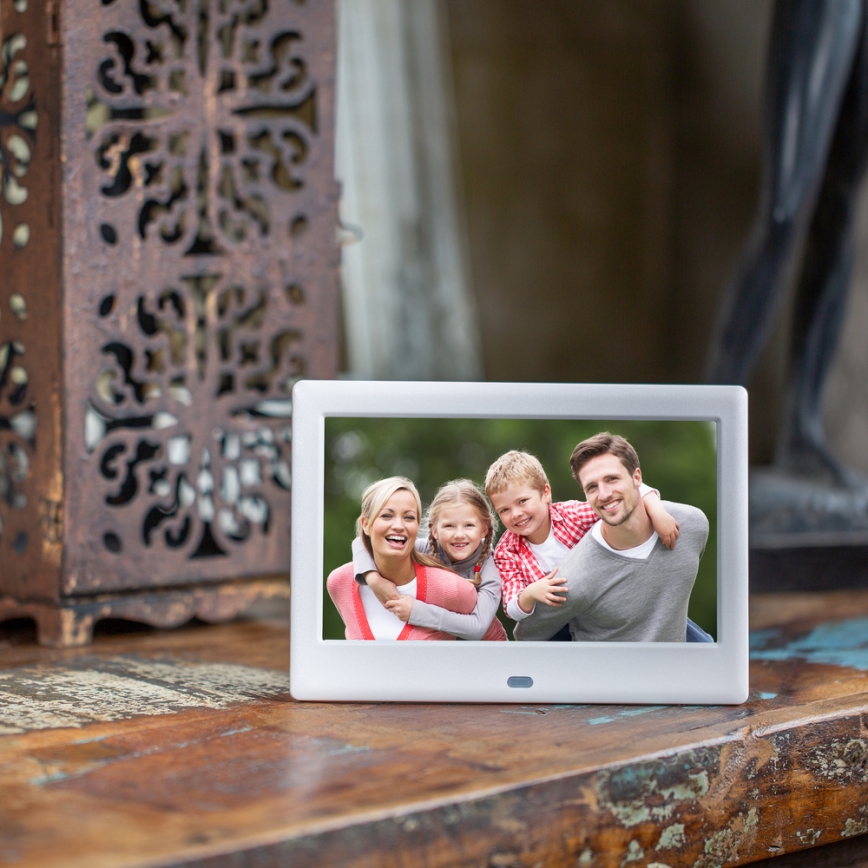 Sencor - Digitálny fotorámik 7 s reproduktorom 230V, biely + diaľkové ovládanie