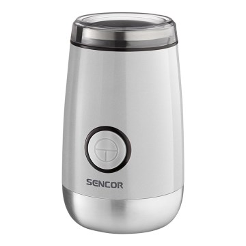 Sencor - Elektrický mlynček na zrnkovú kávu 60 g 150W/230V biela/matný chróm