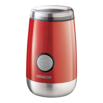 Sencor - Elektrický mlynček na zrnkovú kávu 60 g 150W/230V červená/matný chróm