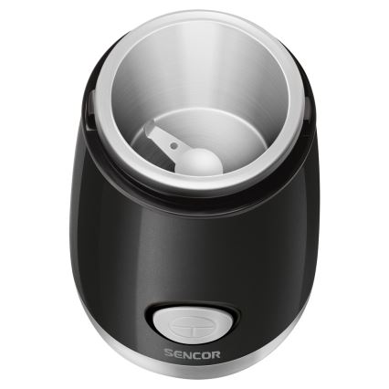 Sencor - Elektrický mlynček na zrnkovú kávu 60 g 150W/230V čierna/matný chróm