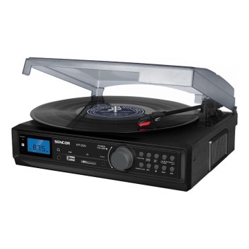 Sencor - Gramofón s USB/SD/FM 8W/230V + diaľkové ovládanie