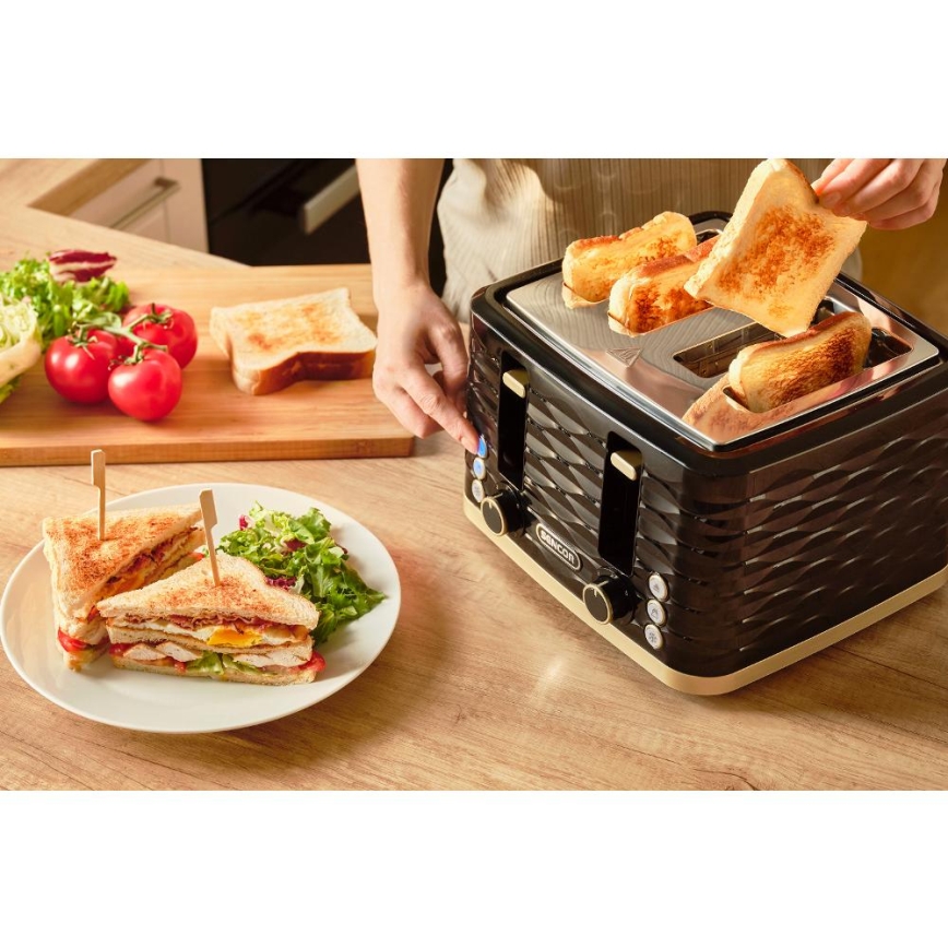 Sencor - Hriankovač so štyrmi otvormi 1600W/230V čierna/béžová