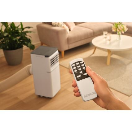 Sencor - Inteligentná mobilná klimatizácia 3v1 vrátane kompletného príslušenstva 815W/230V 8000 BTU Wi-Fi biela + diaľkové ovládanie