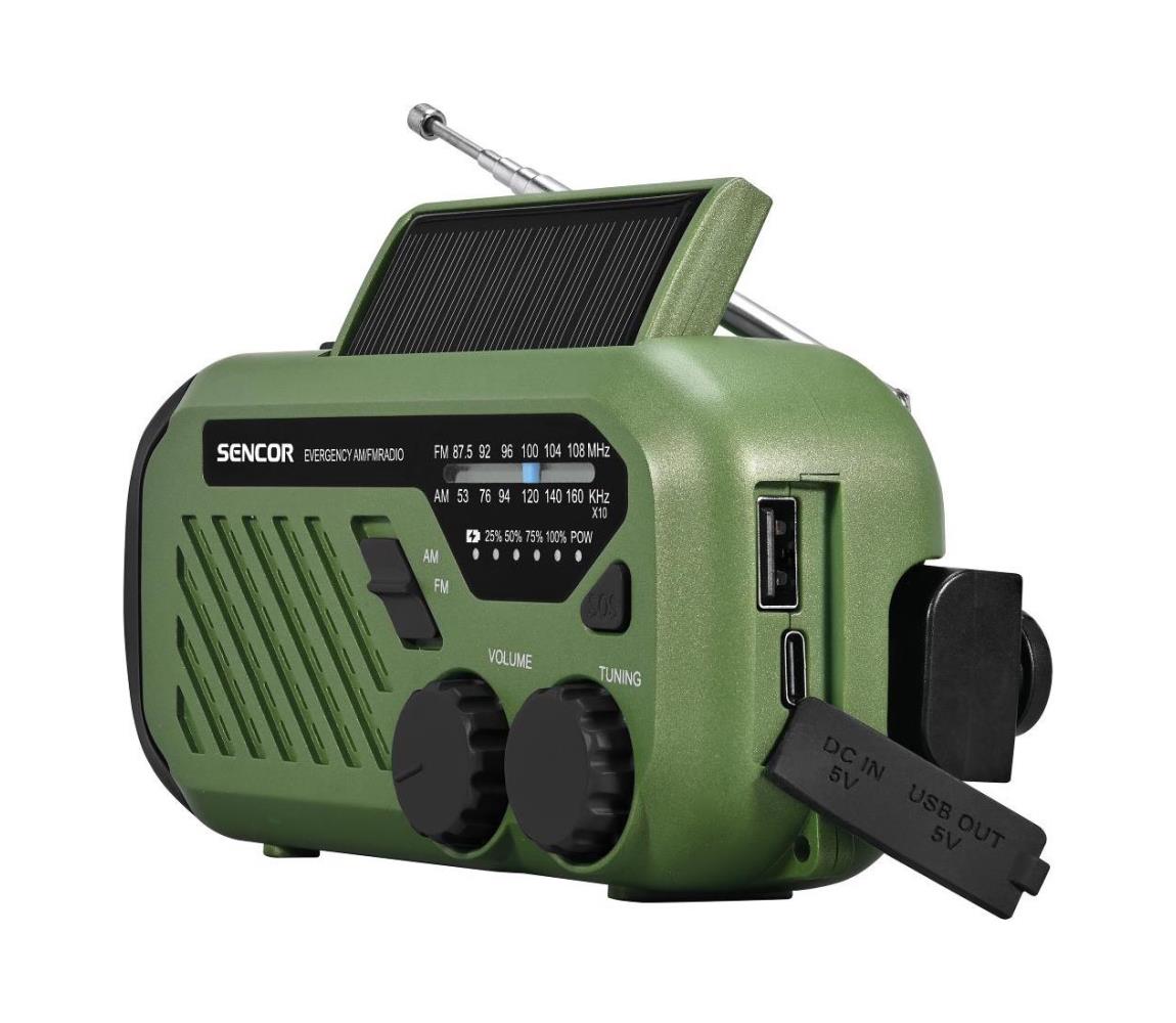 Sencor - Kempingové rádio s LED svietidlom 5V/2000 mAh IPX4 zelené 35057678