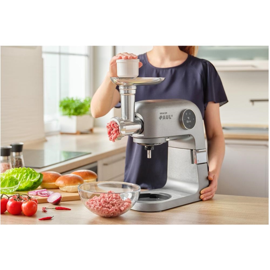Sencor - Kuchynský robot s nerezovou misou 1500W/230V matný chróm