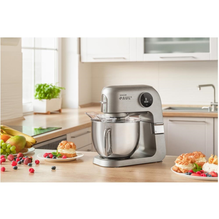 Sencor - Kuchynský robot s nerezovou misou 1500W/230V matný chróm