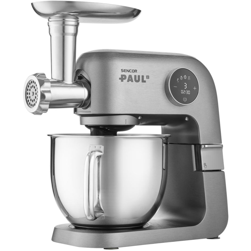 Sencor - Kuchynský robot s nerezovou misou 1500W/230V matný chróm