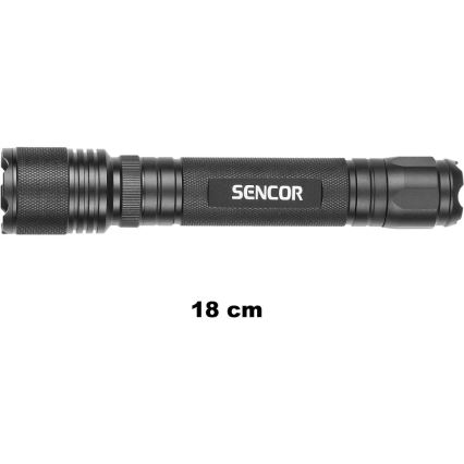 Sencor - LED Hliníková baterka LED/5W/6xAAA IP44 čierna