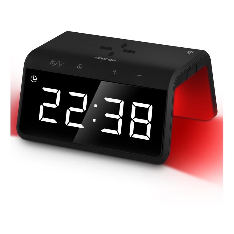 Sencor - LED RGB Budík s bezdrôtovým nabíjaním 10W/1xCR2032
