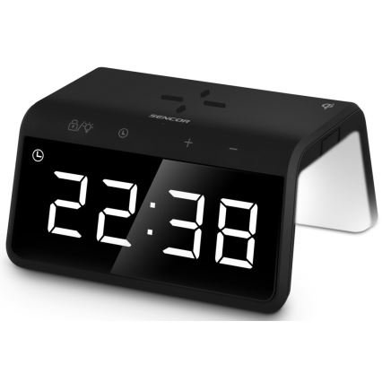 Sencor - LED RGB Budík s bezdrôtovým nabíjaním 10W/1xCR2032