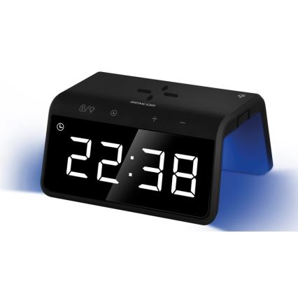 Sencor - LED RGB Budík s bezdrôtovým nabíjaním 10W/1xCR2032