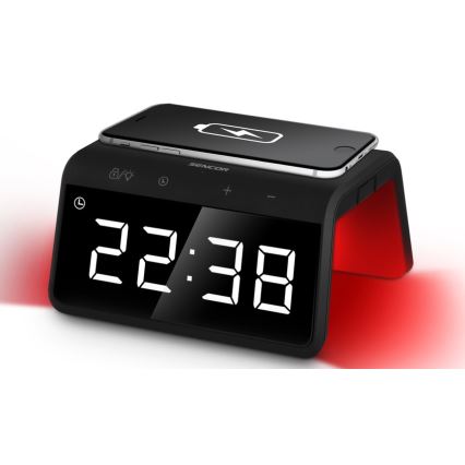Sencor - LED RGB Budík s bezdrôtovým nabíjaním 10W/1xCR2032