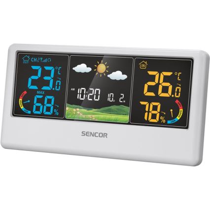 Sencor - Meteostanica s farebným LCD displejom 3xAAA + 2xAA biela