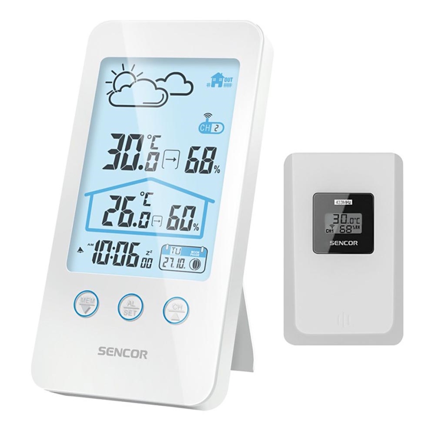 Sencor - Meteostanica s LCD displejom 2xAAA + 2xAAA biela