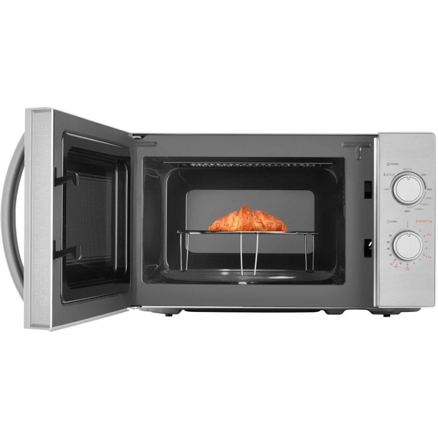 Sencor - Mikrovlnná rúra s funkciou grilu 700W/1000W/230V 20 l matný chróm