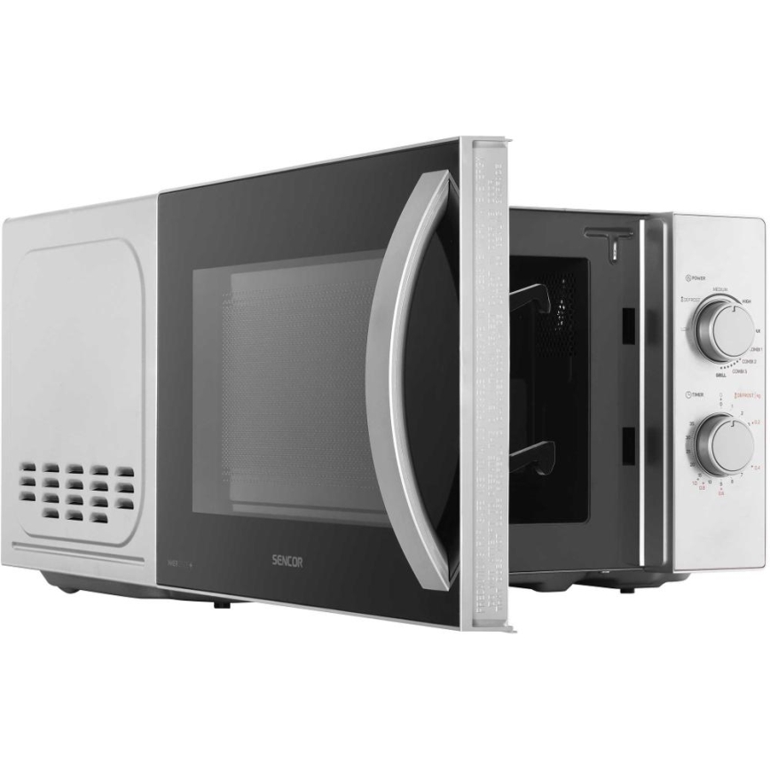 Sencor - Mikrovlnná rúra s funkciou grilu 700W/1000W/230V 20 l matný chróm