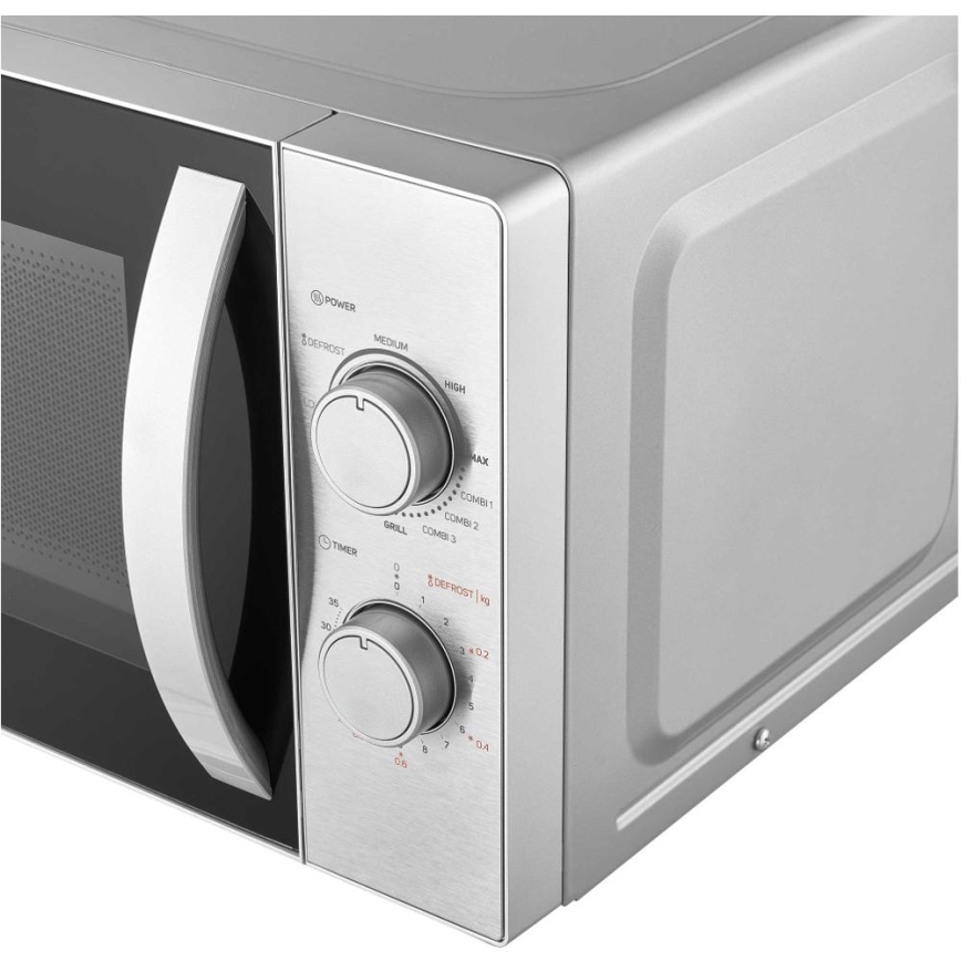 Sencor - Mikrovlnná rúra s funkciou grilu 700W/1000W/230V 20 l matný chróm