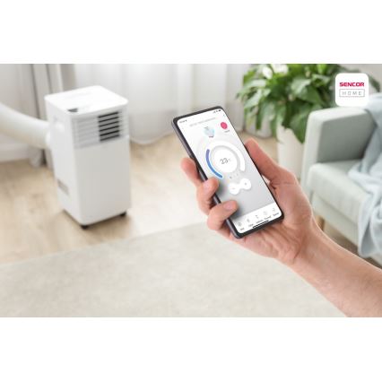 Sencor -Mobilná klimatizácia s LCD displejom 3v1 930W/230V 7000 BTU Wi-Fi biela + diaľkové ovládanie