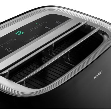 Sencor - Mobilná klimatizácia s LED displejom 3v1 1000W/230V 9000 BTU čierna + diaľkové ovládanie