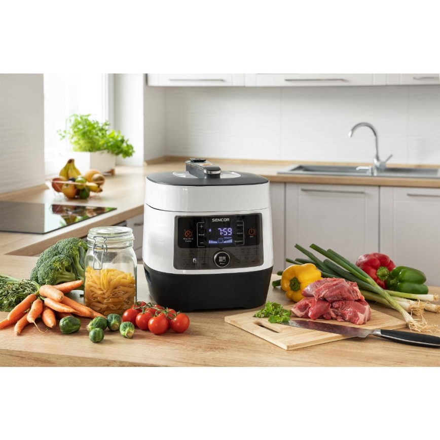 Sencor - Multifunkčný elektrický tlakový hrniec 5,5 l 1000W/230V biela/čierna