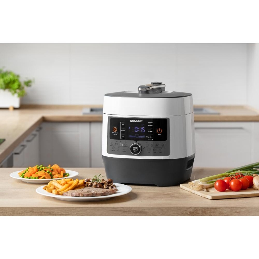 Sencor - Multifunkčný elektrický tlakový hrniec 5,5 l 1000W/230V biela/čierna