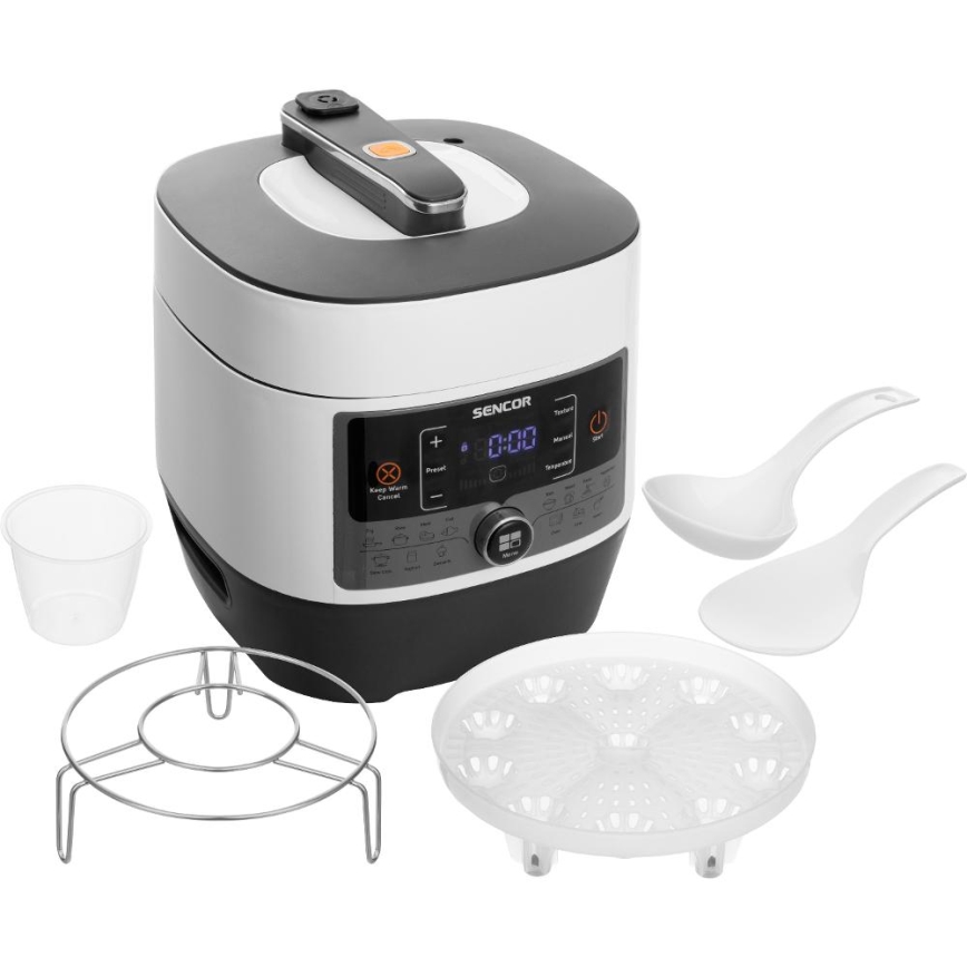 Sencor - Multifunkčný elektrický tlakový hrniec 5,5 l 1000W/230V biela/čierna
