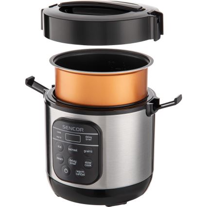 Sencor - Multifunkčný ryžovar 350W/230V 0,6 l nerez/čierny
