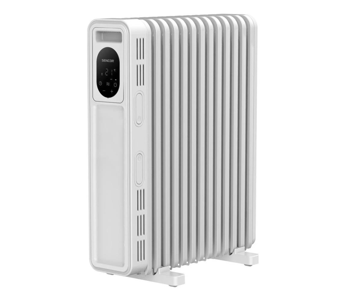 Sencor - Olejový ohrievač s 13 rebrami, 1000/2500 W, 230 V, biely, s diaľkovým ovládaním 41020969