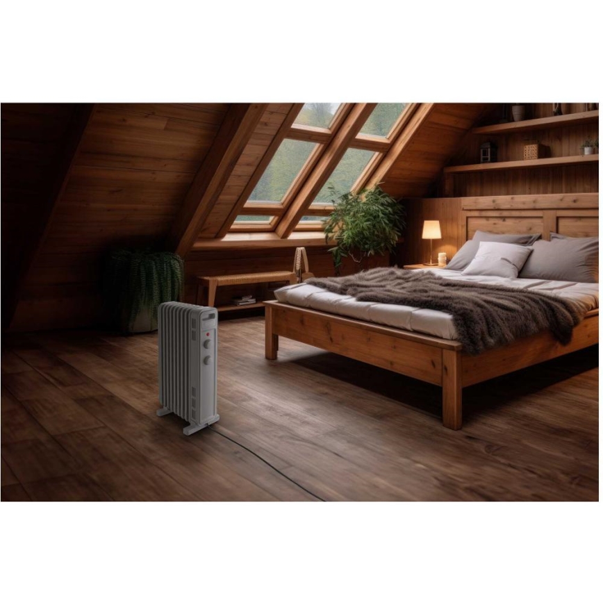 Sencor - Olejový ohrievač s 9 rebrami 800/1200/2000W/230V biely