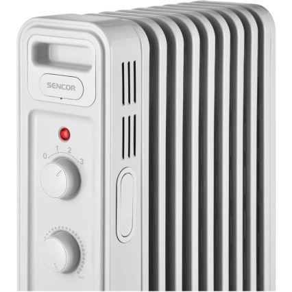Sencor - Olejový ohrievač s 9 rebrami 800/1200/2000W/230V biely