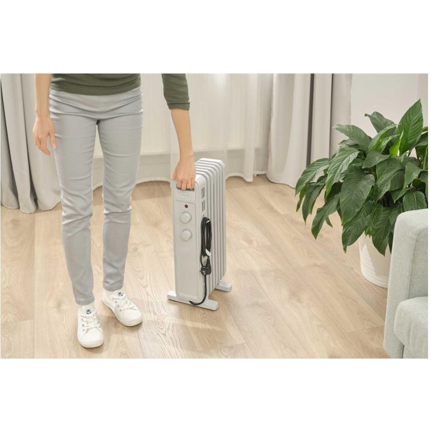Sencor - Olejový ohrievač so 7 rebrami, 600/900/1500 W, 230 V, biely