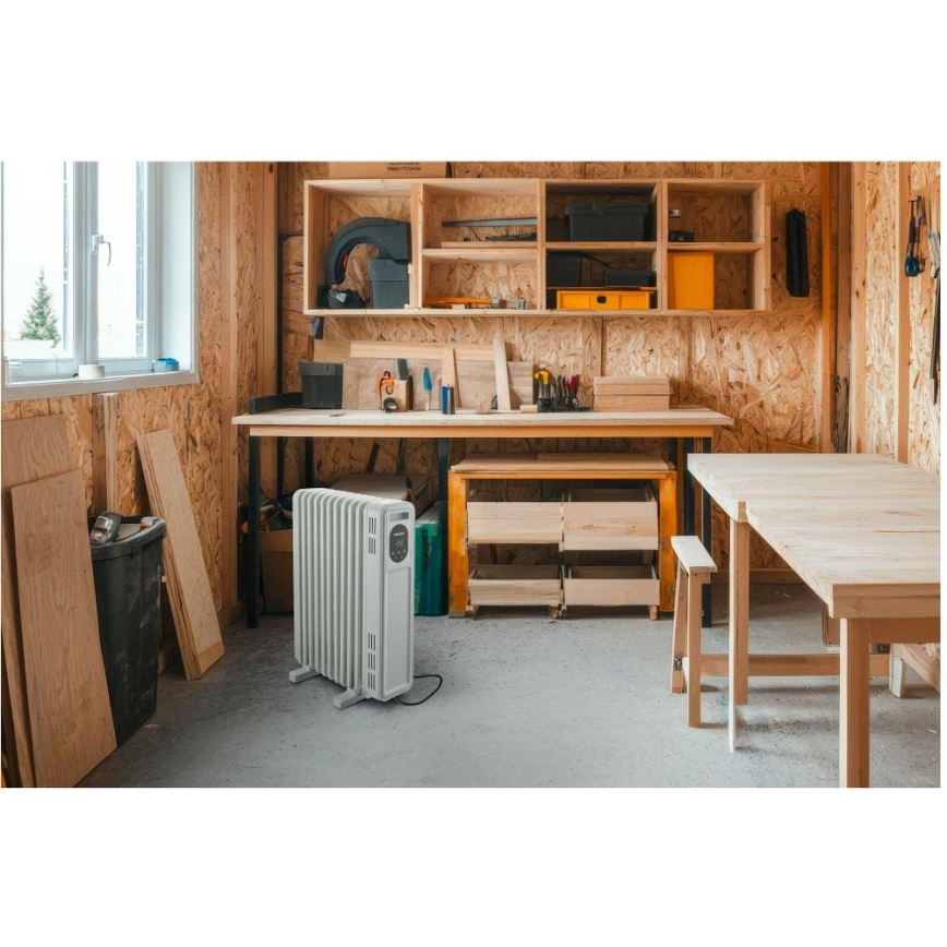 Sencor - Olejový ohrievač s 11 žeber 1000/2300W/230V biely + diaľkové ovládanie