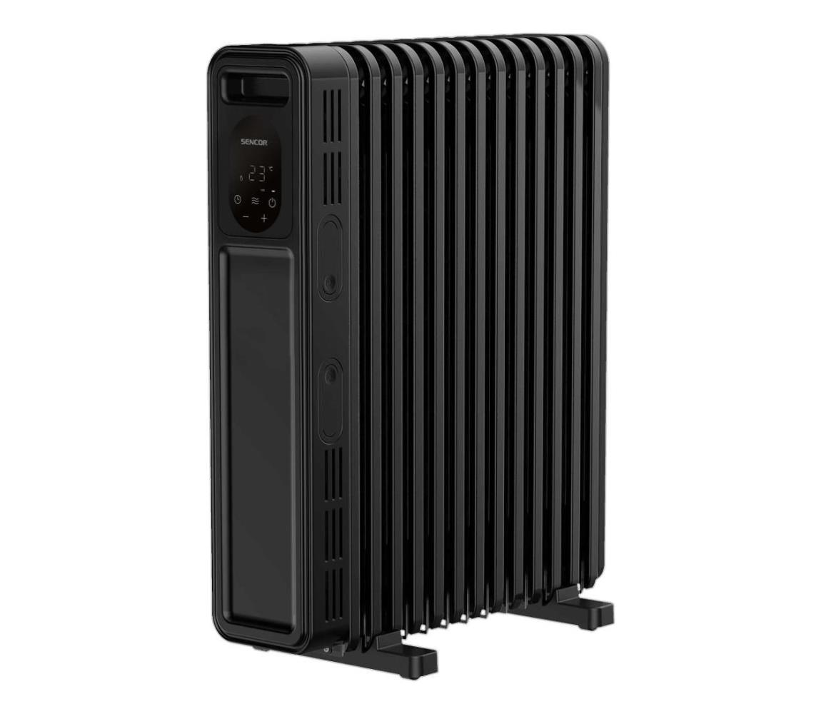 Sencor - Olejový radiátor s 13 rebrami, 1000/2500 W, 230 V, čierny + diaľkový ovládač 41024332