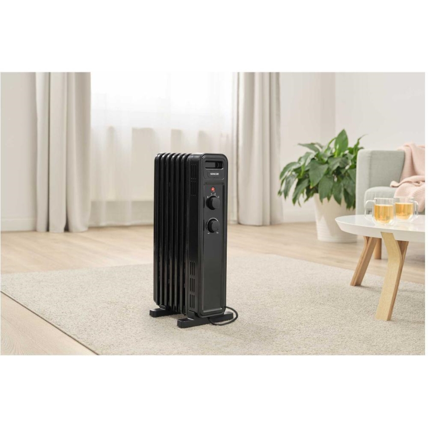 Sencor - Olejový radiátor s 7 rebrami 600/900/1500W/230V čierny