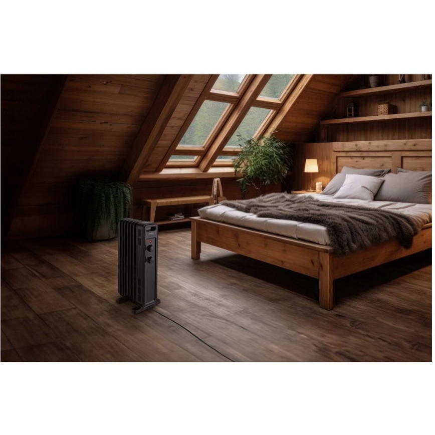 Sencor - Olejový radiátor s 7 rebrami 600/900/1500W/230V čierny
