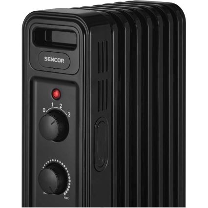 Sencor - Olejový radiátor s 7 rebrami 600/900/1500W/230V čierny