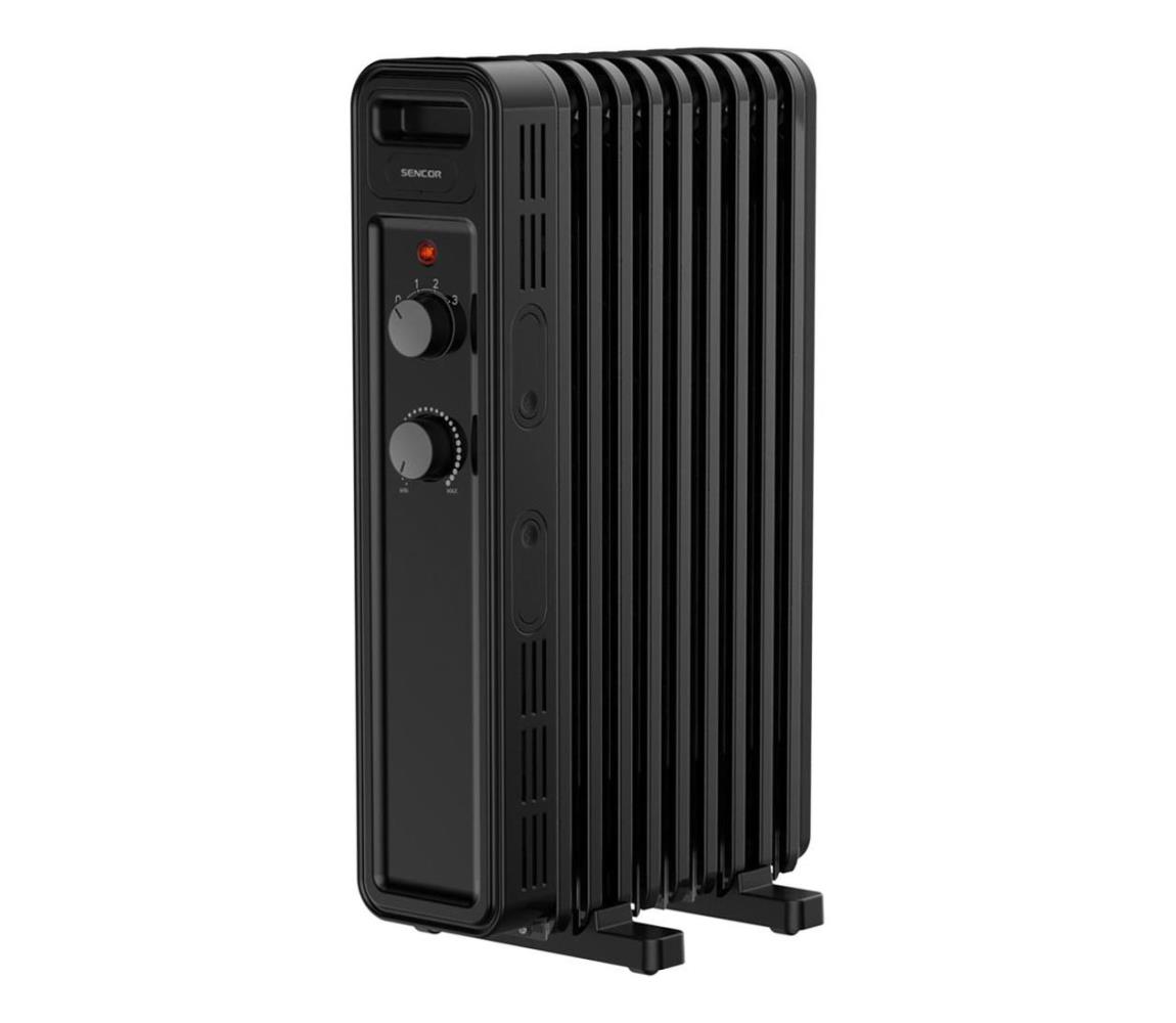 Sencor - Olejový radiátor so 9 rebrami 800/1200/2000W/230V čierna 41020973