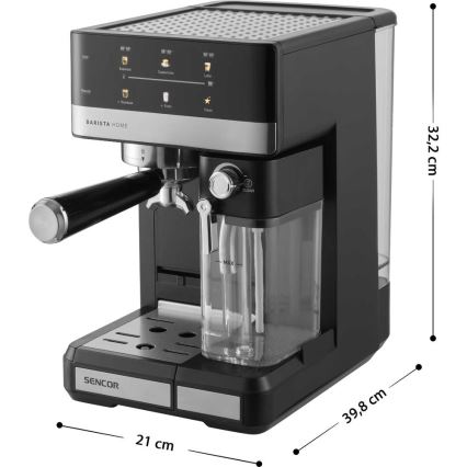 Sencor - Pákový espresso kávovar 1350 W/230 V čierny/matný chróm