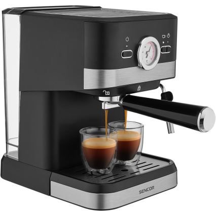 Sencor - Pákový kávovar espresso 1050W/230V čierna/matný chróm