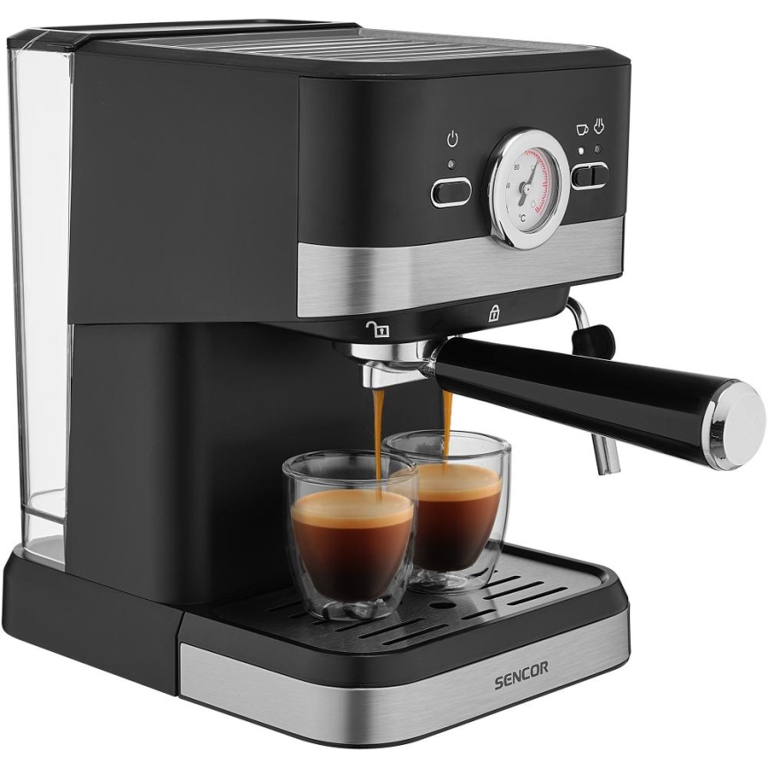 Sencor - Pákový kávovar espresso 1050W/230V čierna/matný chróm